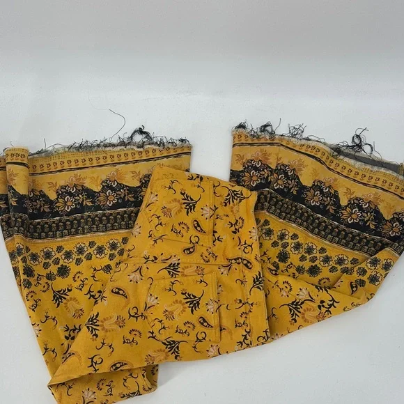 Free People Just Float On denim Floral Yellow Boho Pants flare - Picture 7 of 8